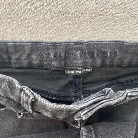 American Eagle Womens Jeans 26 Measured High Rise Skinny Jeggings Black Denim - Picture 3 of 16